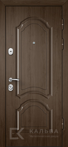 Фото «Железная дверь светлый дуб с диагональным рисунком и панелью орех №105»