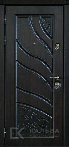 Фото №2 «Железная дверь тёмная с узорной фрезеровкой и волнами №354»