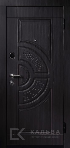 Фото «Железная дверь чёрный меандр внутри серая панель с молдингами №344»